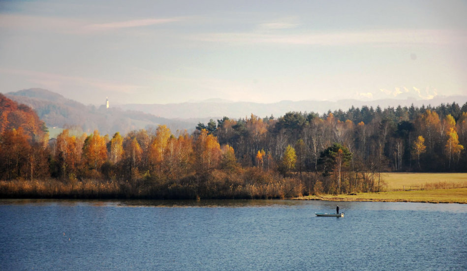 Ein Foto wie ein Gemälde vom Herbst am Ibmer See